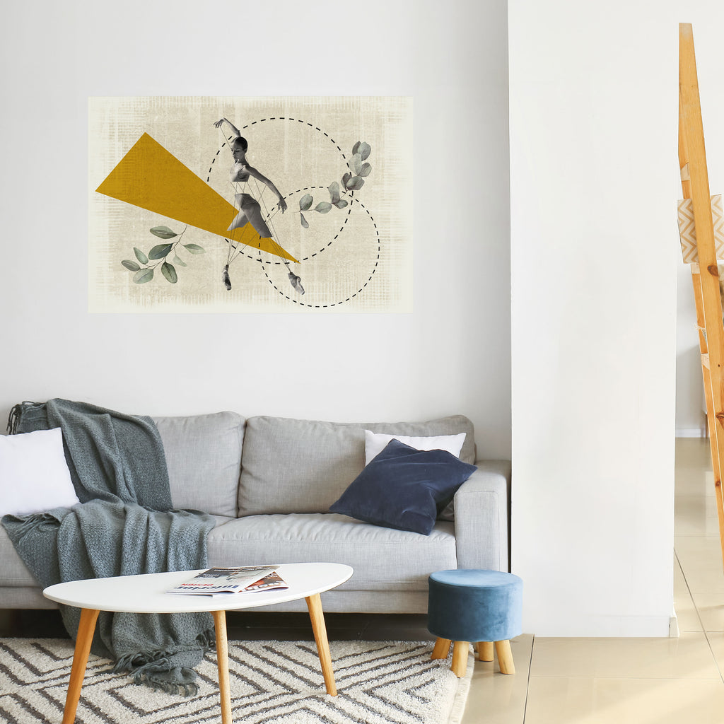 MOVIMIENTO DE TRIÁNGULOS Póster horizontal autoadhesivo