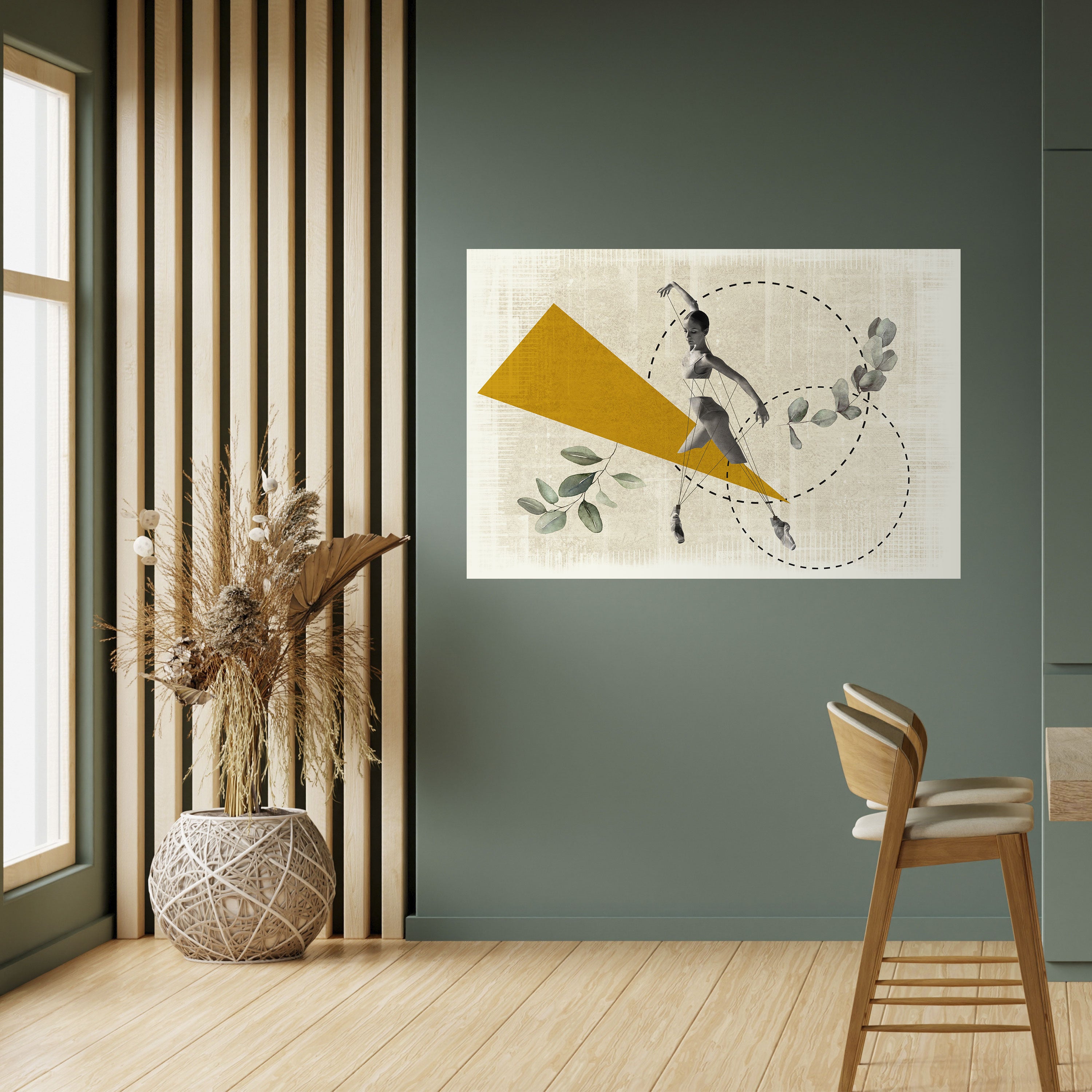 MOVIMIENTO DE TRIÁNGULOS Póster horizontal autoadhesivo