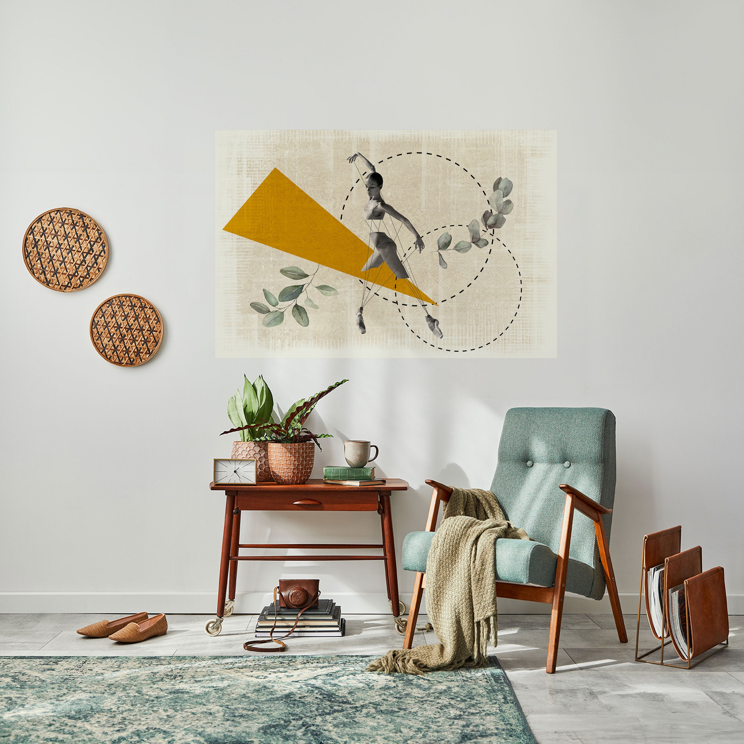 MOVIMIENTO DE TRIÁNGULOS Póster horizontal autoadhesivo