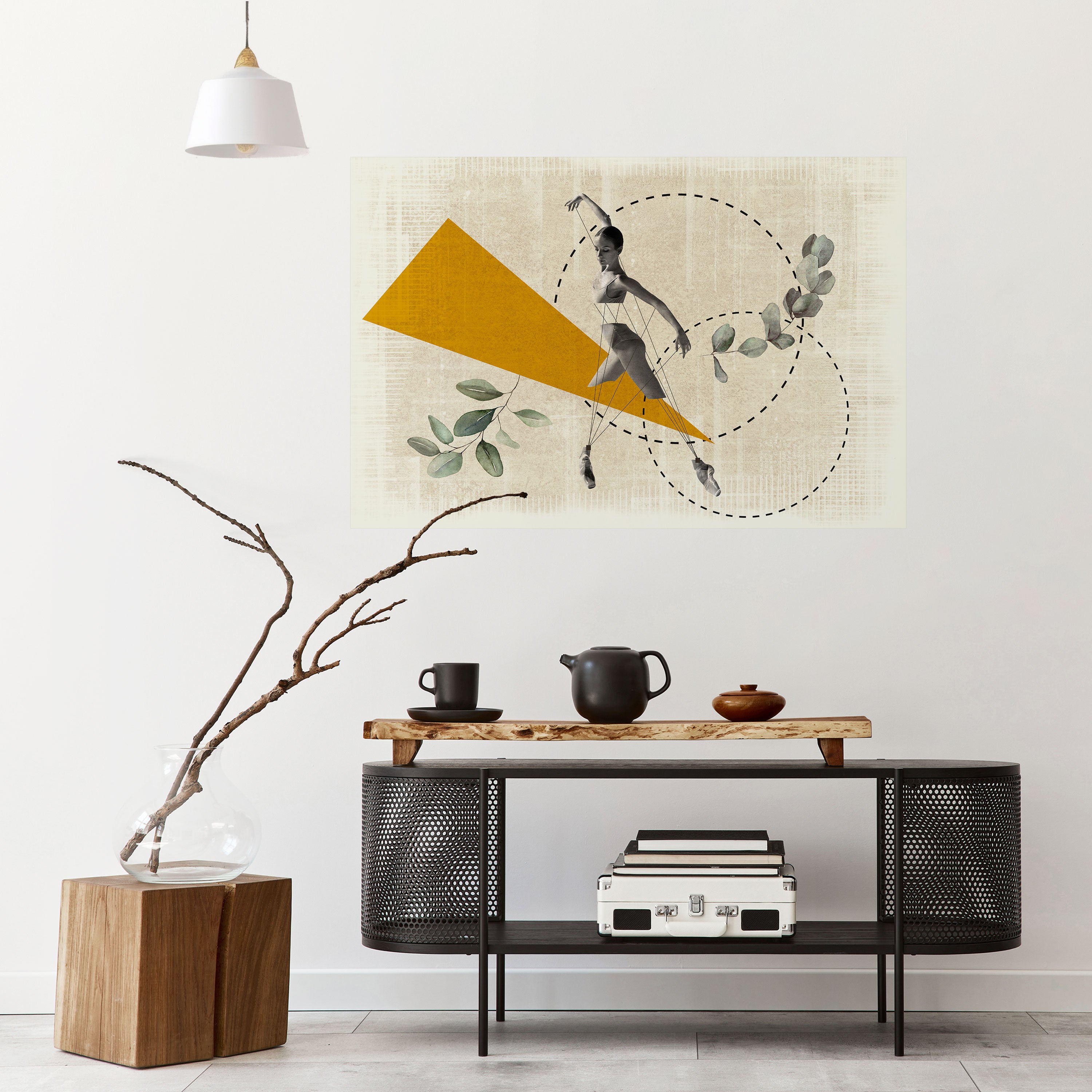 MOVIMIENTO DE TRIÁNGULOS Póster horizontal autoadhesivo