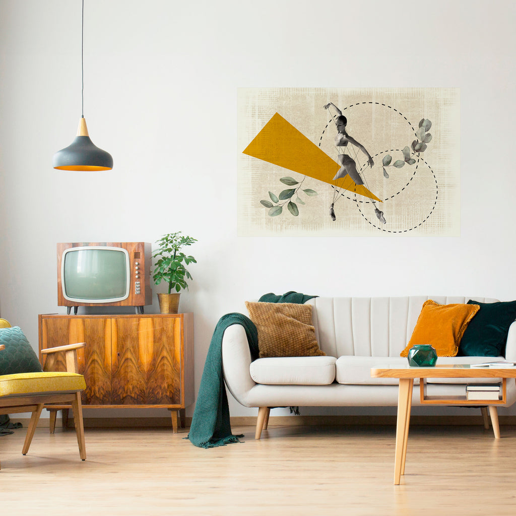 MOVIMIENTO DE TRIÁNGULOS Póster horizontal autoadhesivo