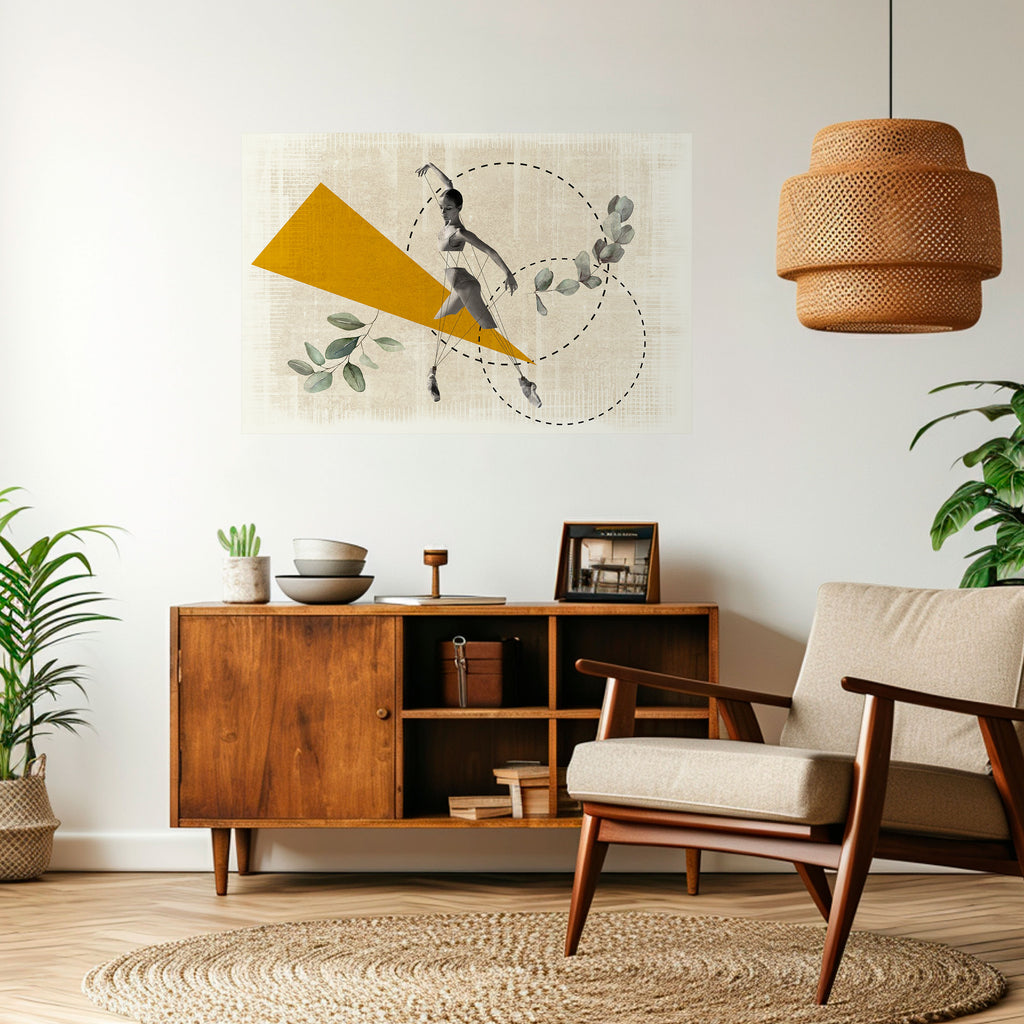 MOVIMIENTO DE TRIÁNGULOS Póster horizontal autoadhesivo