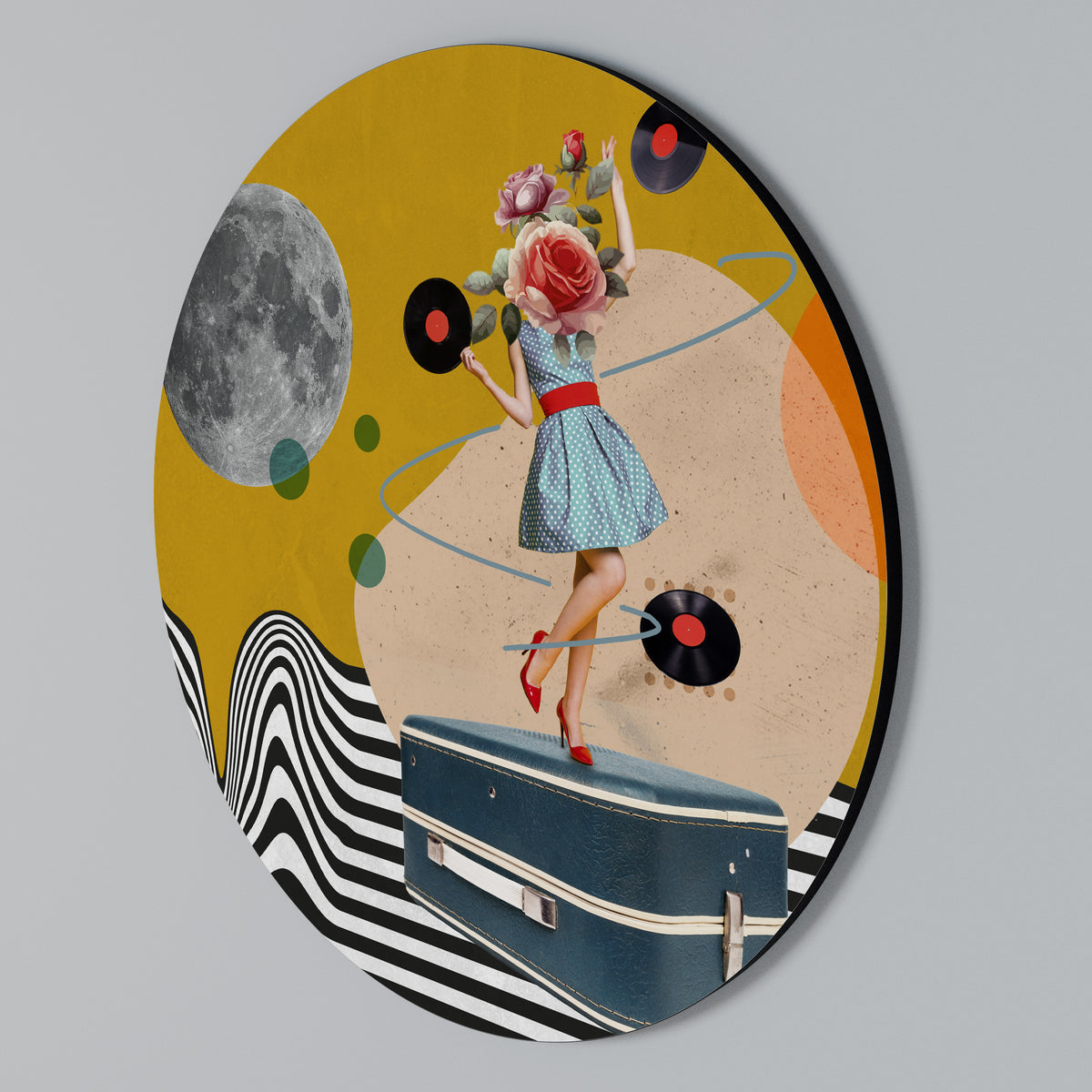 VINYL RETROSPECTION Arte de pared redondo