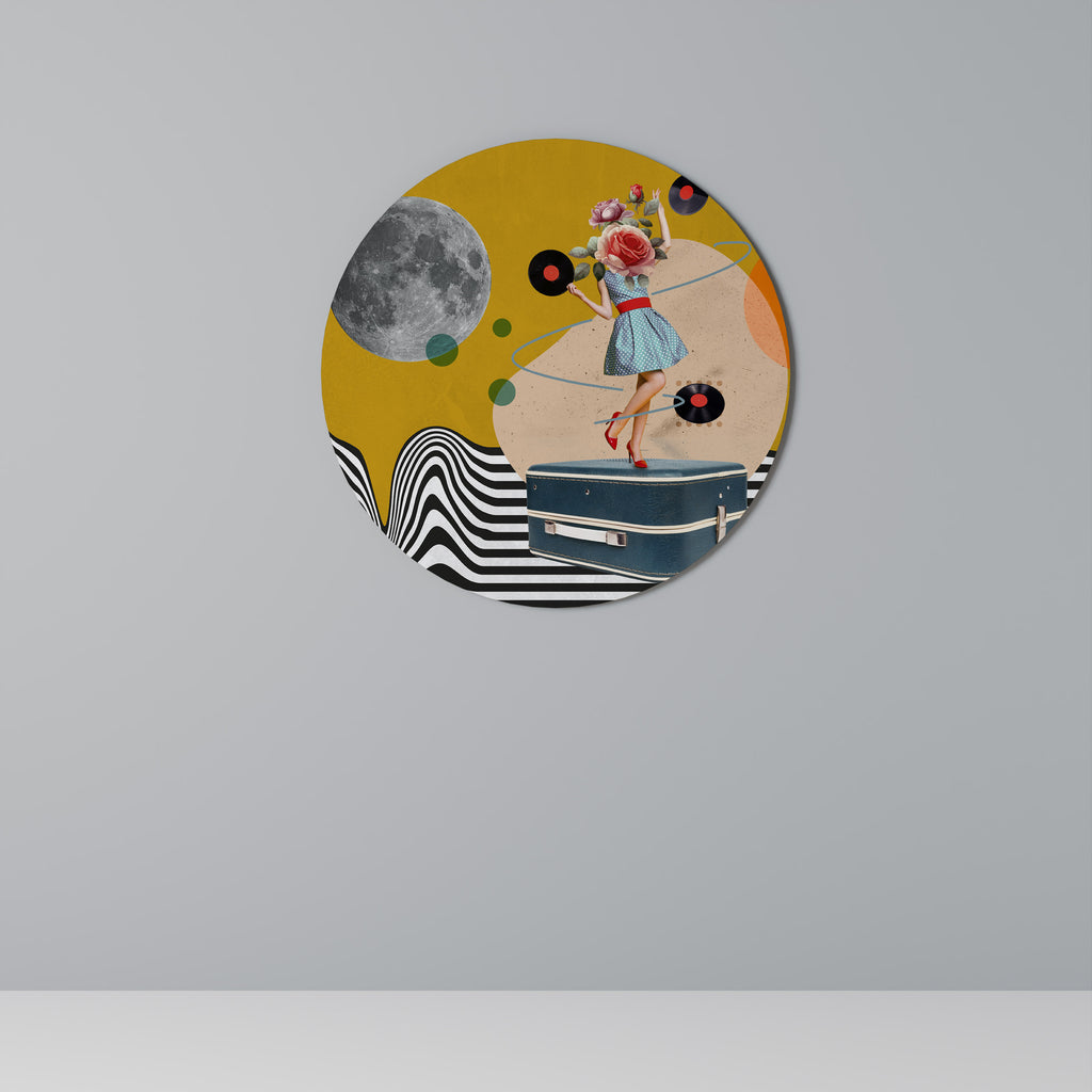 RETROSPECCIÓN DE VINILO Arte de pared redondo