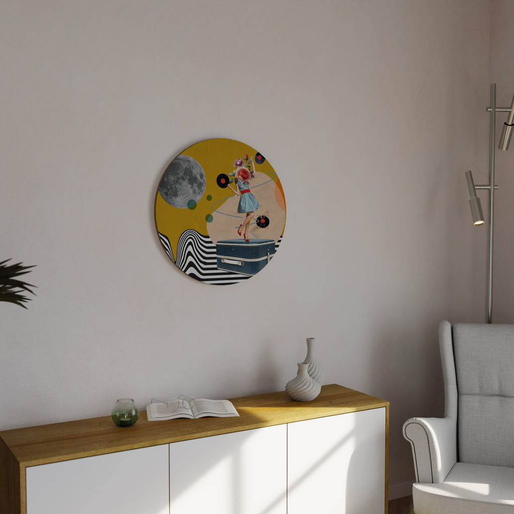 RETROSPECCIÓN DE VINILO Arte de pared redondo