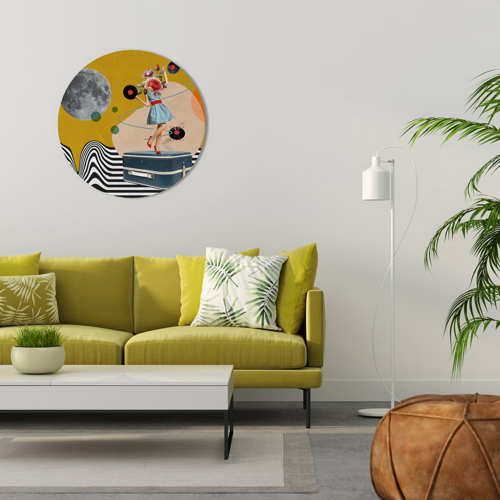 RETROSPECCIÓN DE VINILO Arte de pared redondo