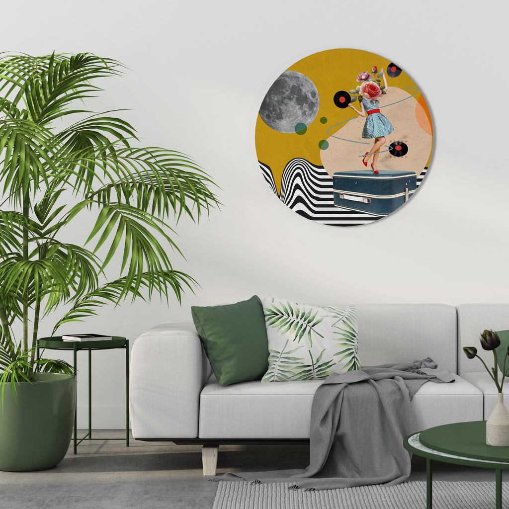 RETROSPECCIÓN DE VINILO Arte de pared redondo