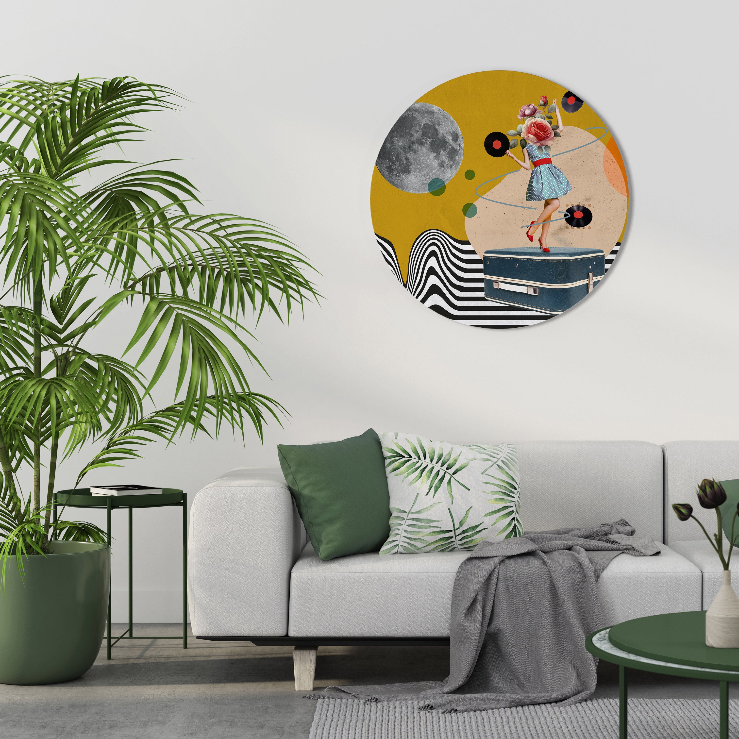 RETROSPECCIÓN DE VINILO Arte de pared redondo