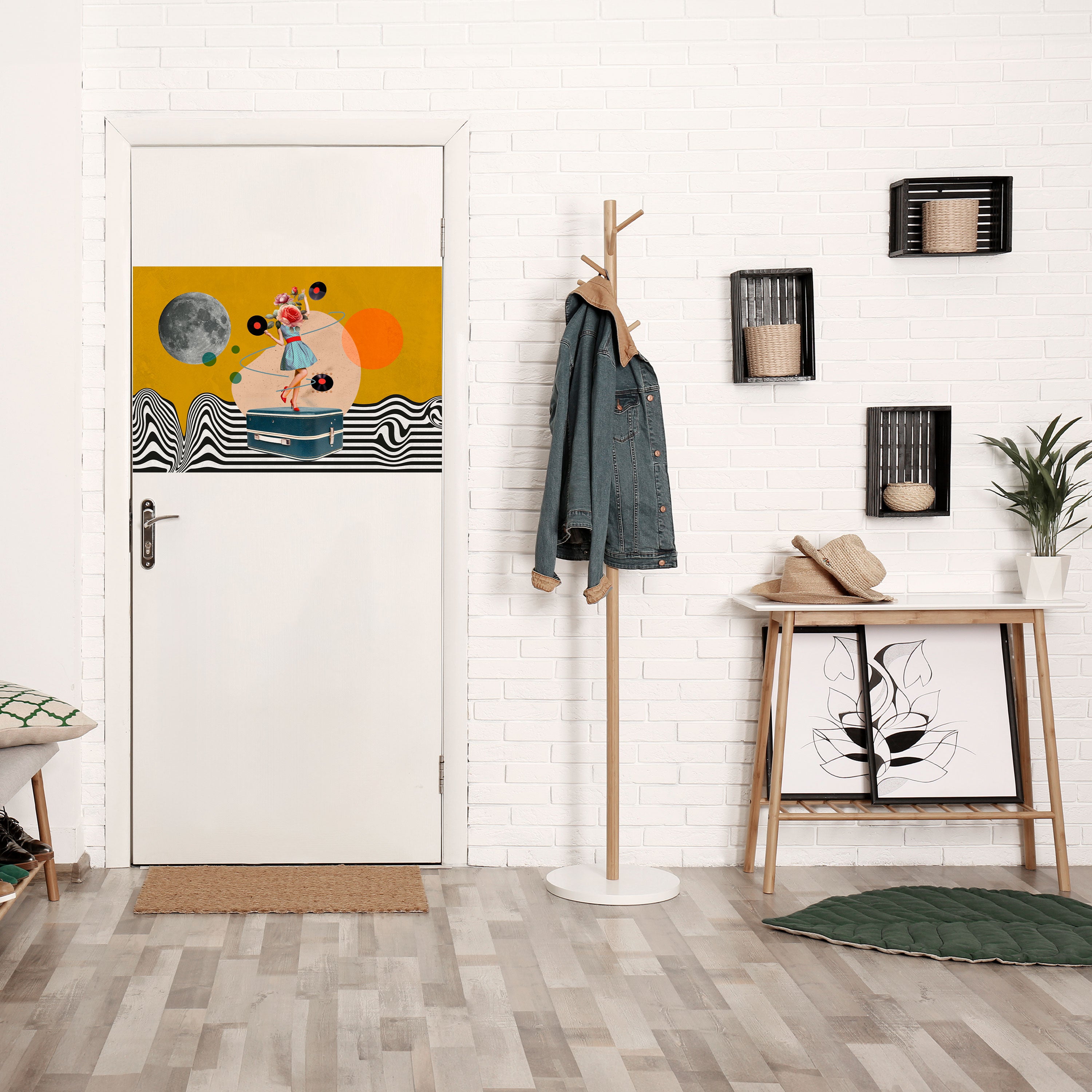 RETROSPECCIÓN DE VINILO Póster horizontal autoadhesivo