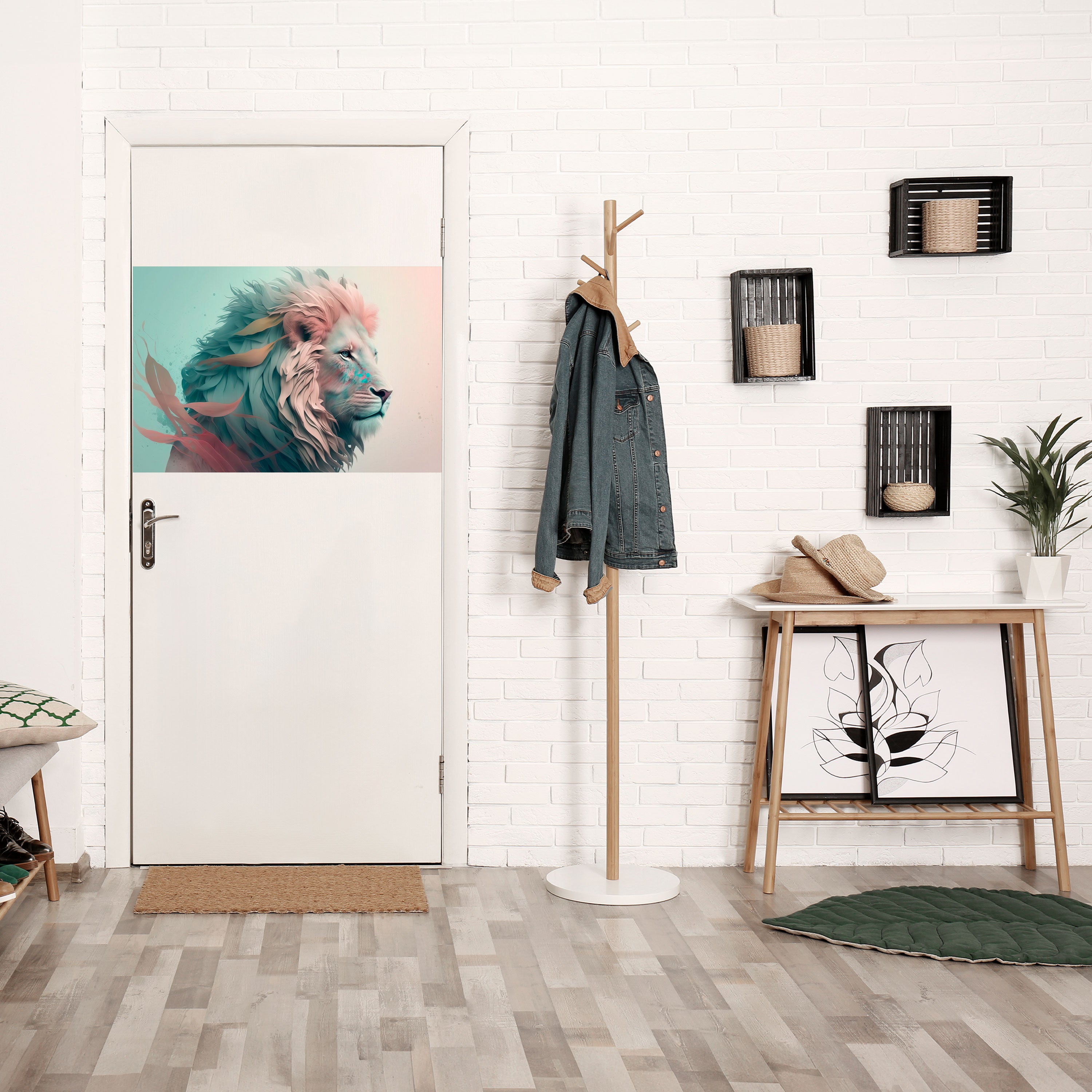 Póster horizontal autoadhesivo "LUMINOSO LEÓN MAJESTAD"