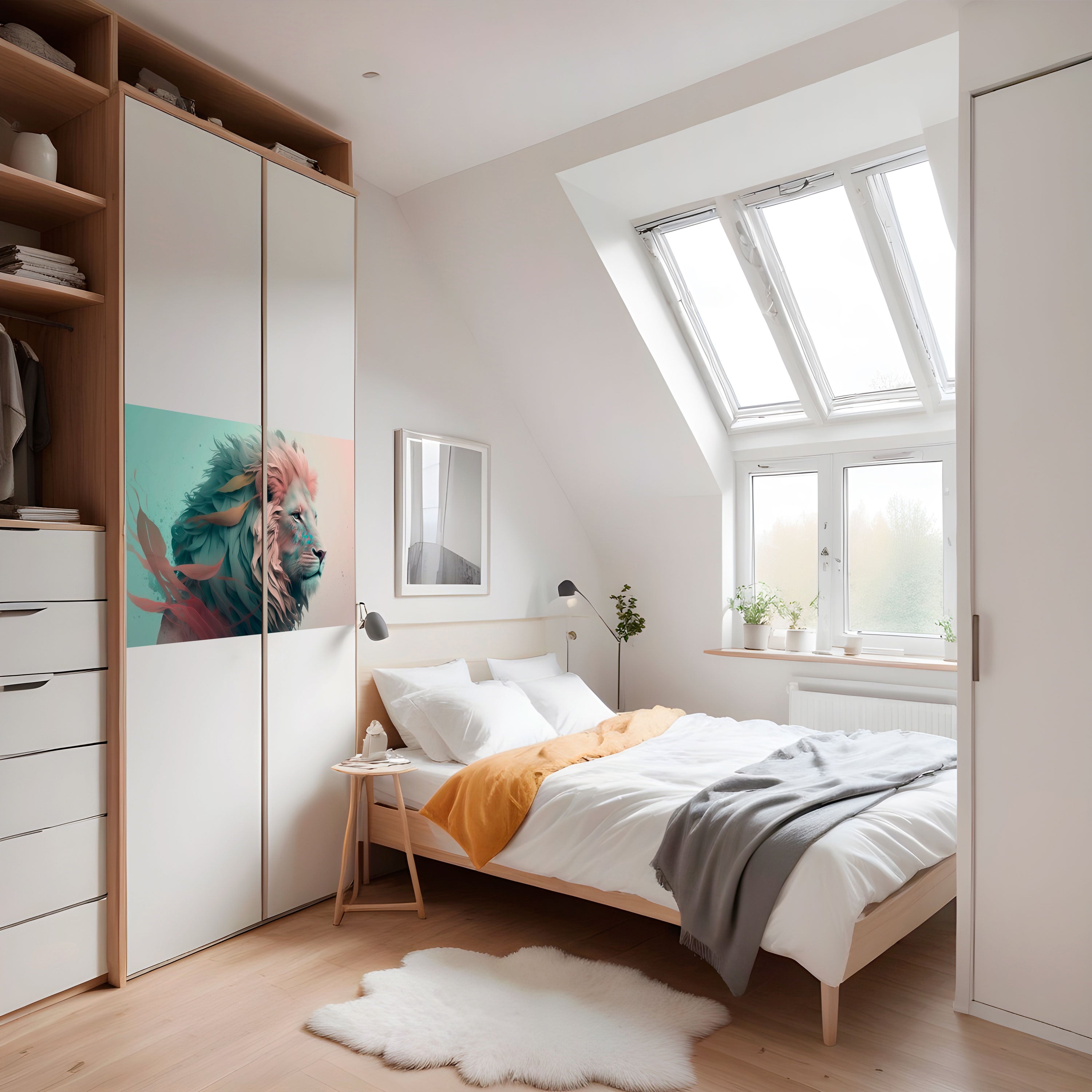 Póster horizontal autoadhesivo "LUMINOSO LEÓN MAJESTAD"