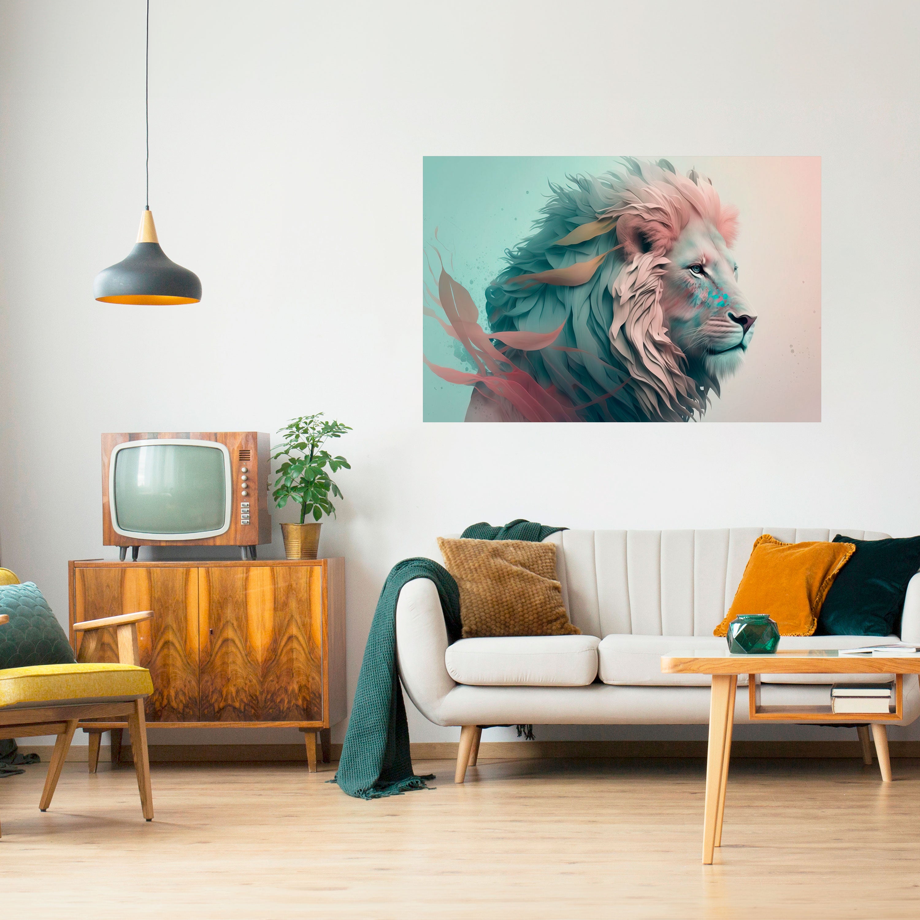 Póster horizontal autoadhesivo "LUMINOSO LEÓN MAJESTAD"