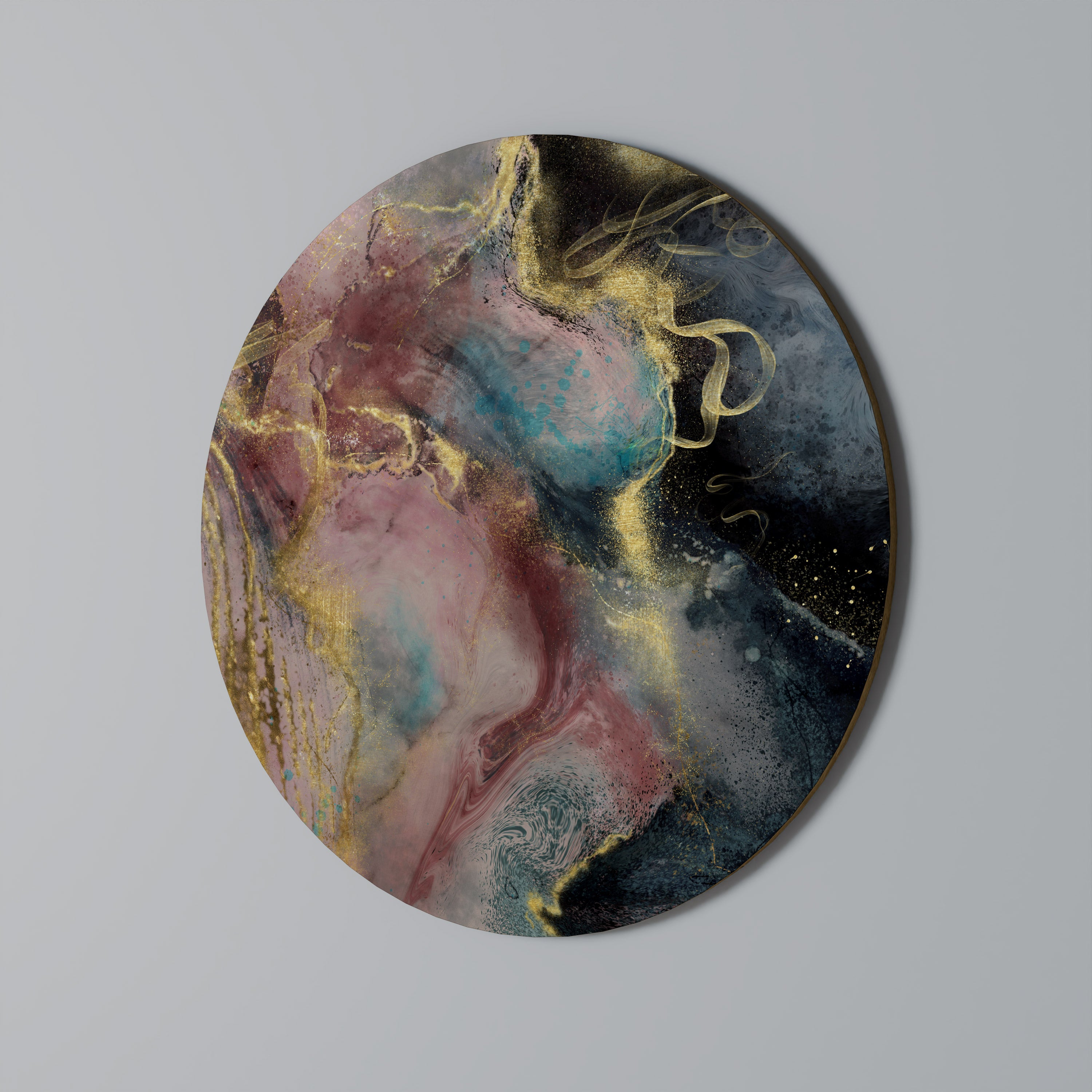 Arte de pared redondo de mármol terroso