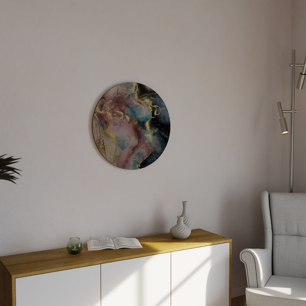Arte de pared redondo de mármol terroso