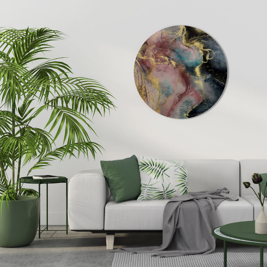 Arte de pared redondo de mármol terroso