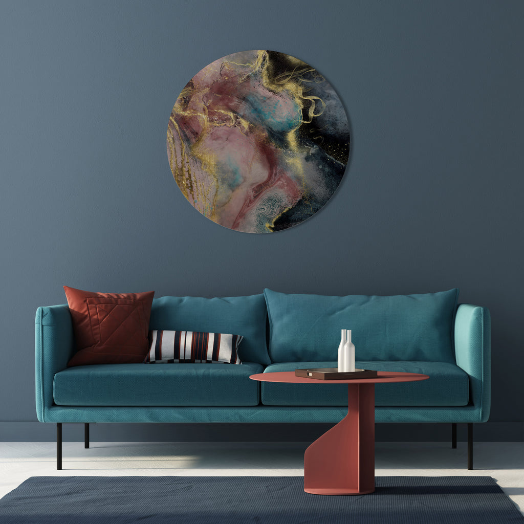 Arte de pared redondo de mármol terroso
