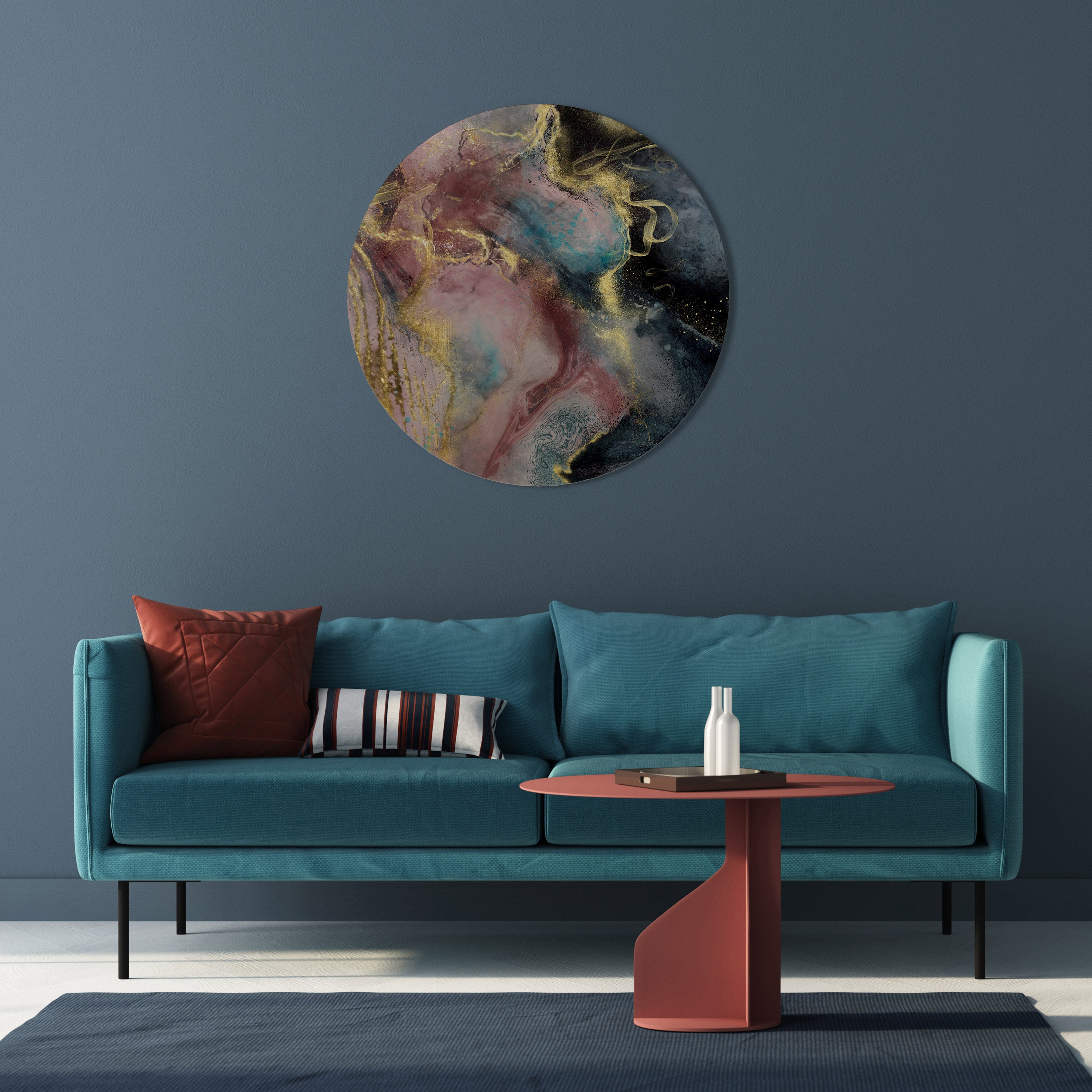 Arte de pared redondo de mármol terroso