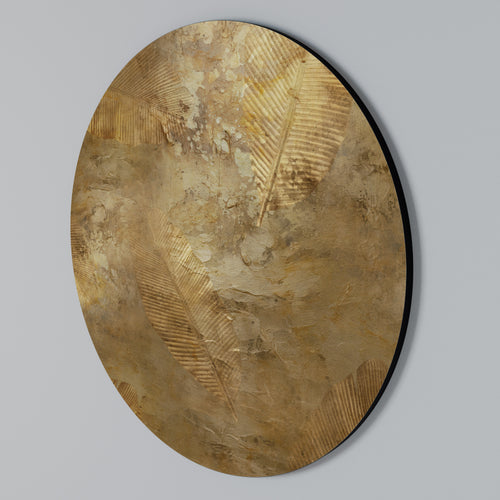 GILDED LEAF CASCADE Round Wall Art
