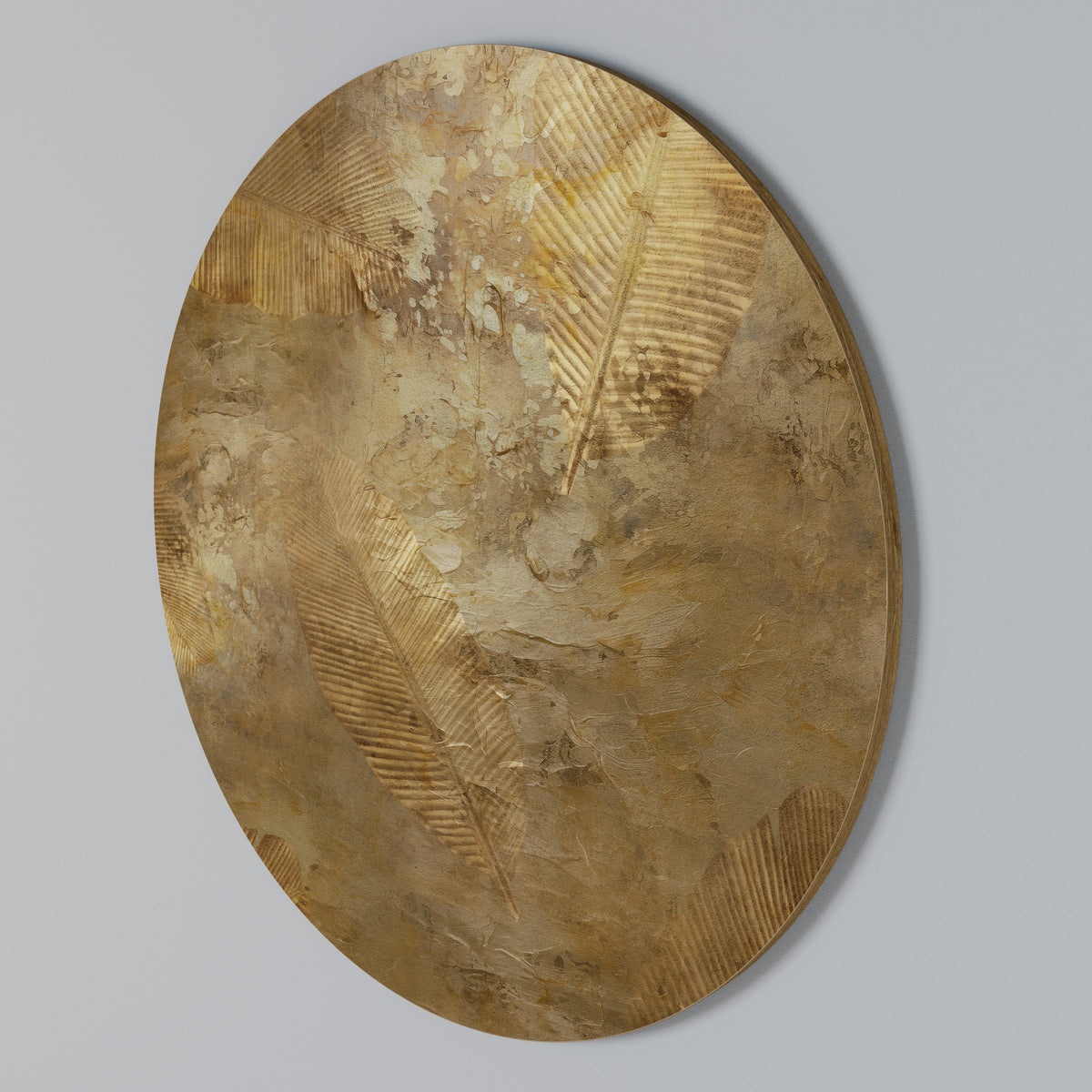GILDED LEAF CASCADE Arte de pared redondo