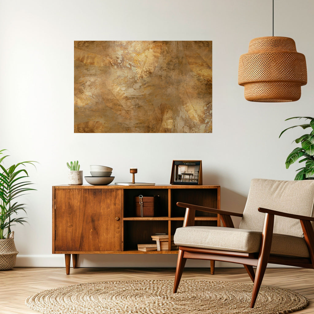 Póster horizontal autoadhesivo Cascada de hojas doradas