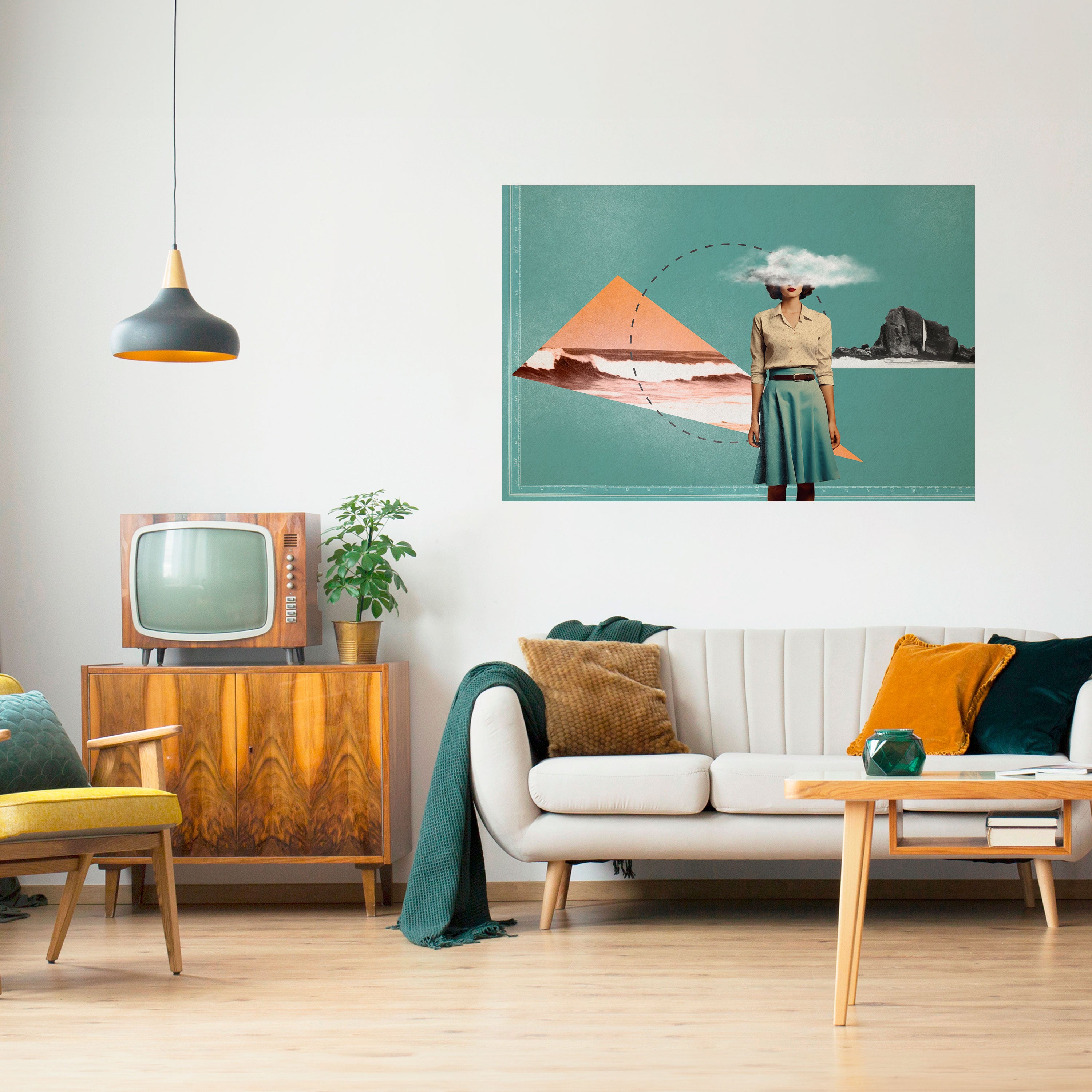 RETRO RESONANCE Póster horizontal autoadhesivo