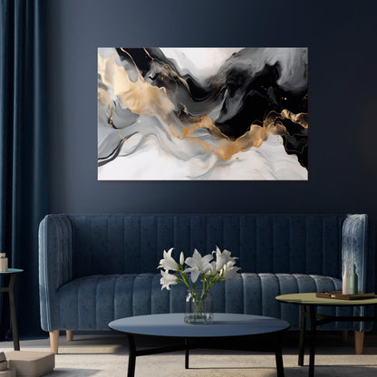 BLACK AND WHITE CONFLUENCE Cuadro en lienzo horizontal