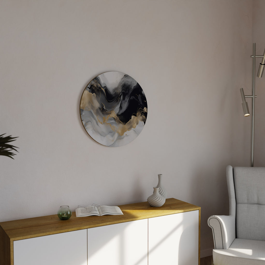 BLACK AND WHITE CONFLUENCE Round Wall Art