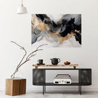 BLACK AND WHITE CONFLUENCE Peel and Stick Horizontal Poster