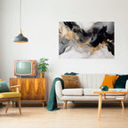 BLACK AND WHITE CONFLUENCE Peel and Stick Horizontal Poster