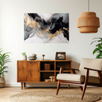 BLACK AND WHITE CONFLUENCE Peel and Stick Horizontal Poster