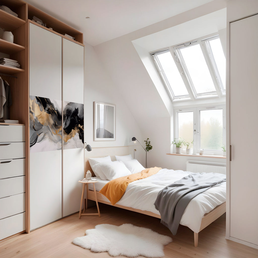 Póster horizontal autoadhesivo CONFLUENCIA EN BLANCO Y NEGRO