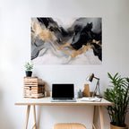 BLACK AND WHITE CONFLUENCE Peel and Stick Horizontal Poster