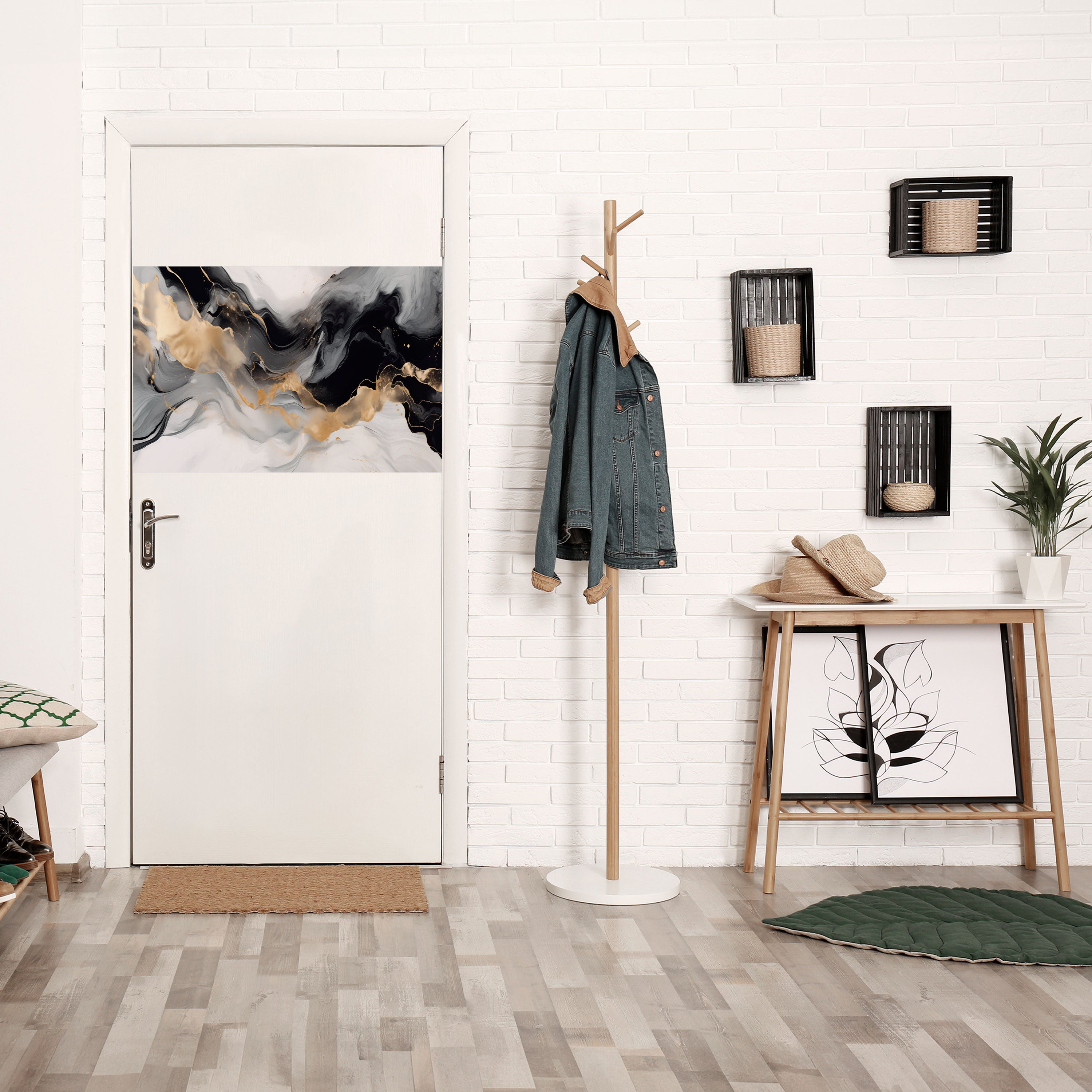 Póster horizontal autoadhesivo CONFLUENCIA EN BLANCO Y NEGRO