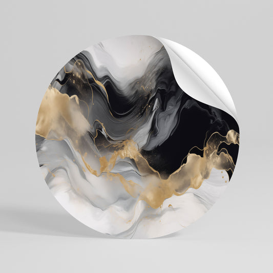 BLACK AND WHITE CONFLUENCE Vinilo adhesivo redondo