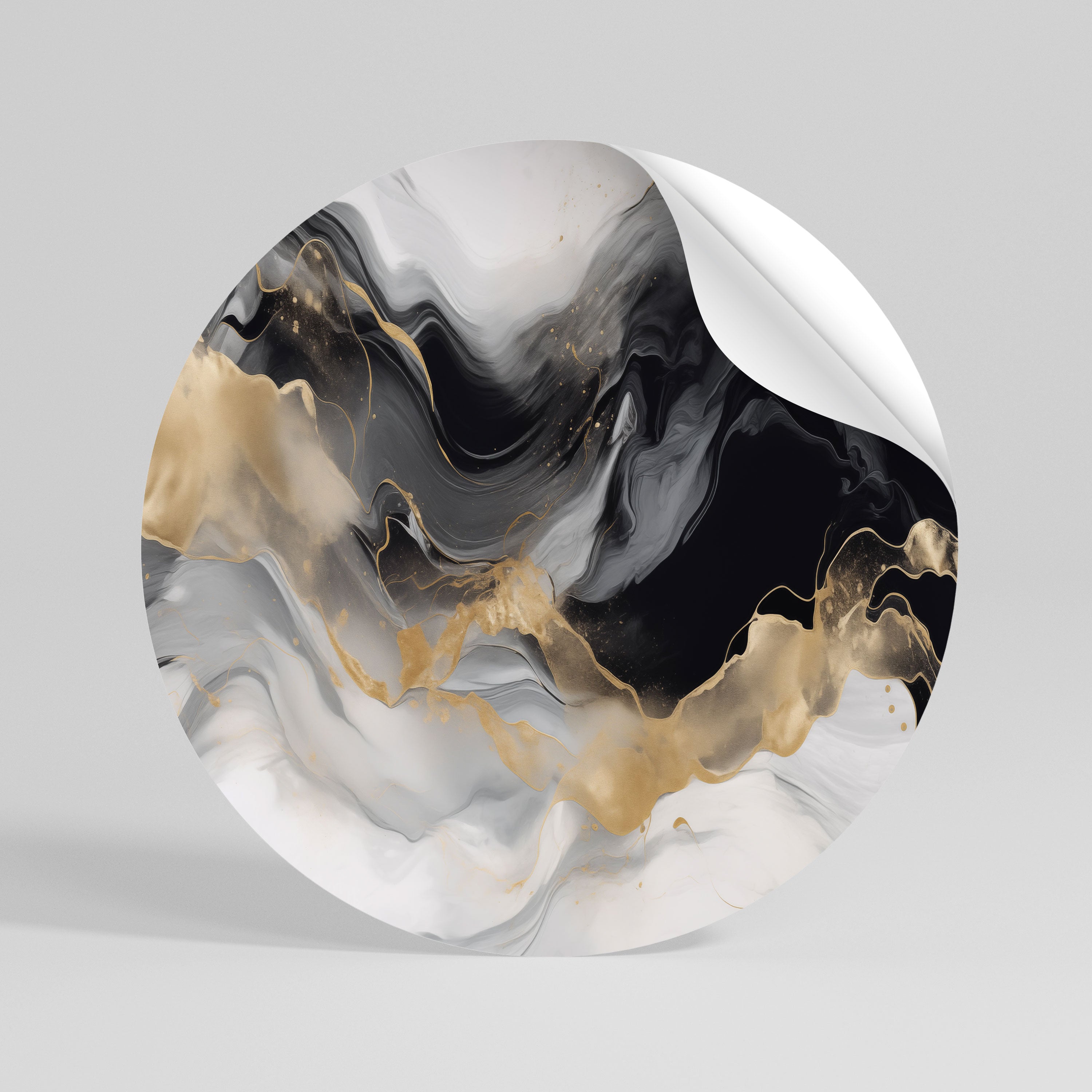 BLACK AND WHITE CONFLUENCE Vinilo adhesivo redondo