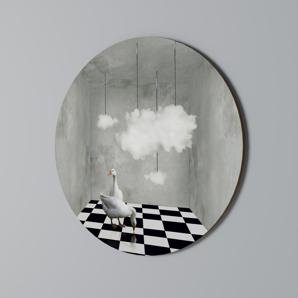 CHESS CLOUD SWAN Round Wall Art