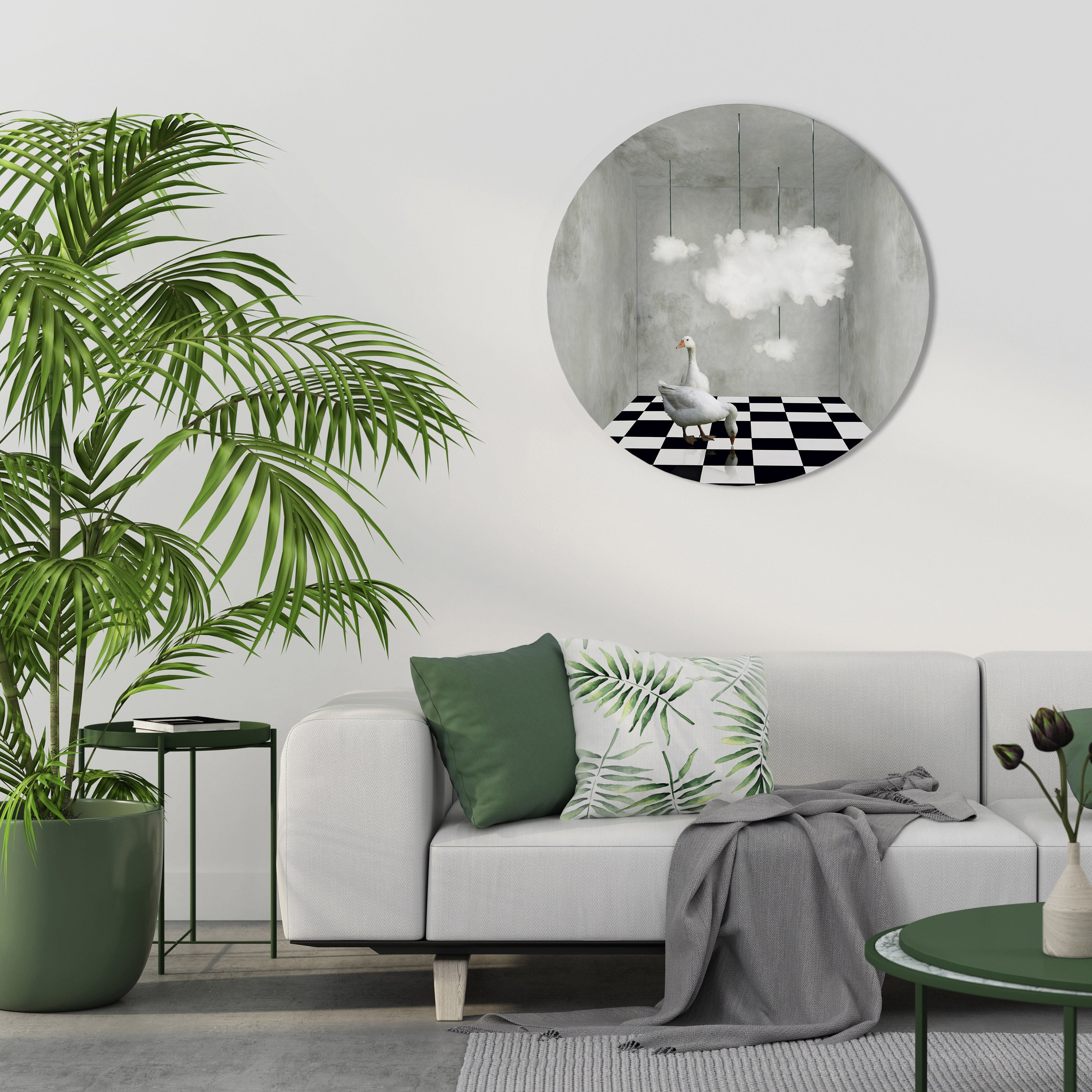 CHESS CLOUD SWAN Round Wall Art