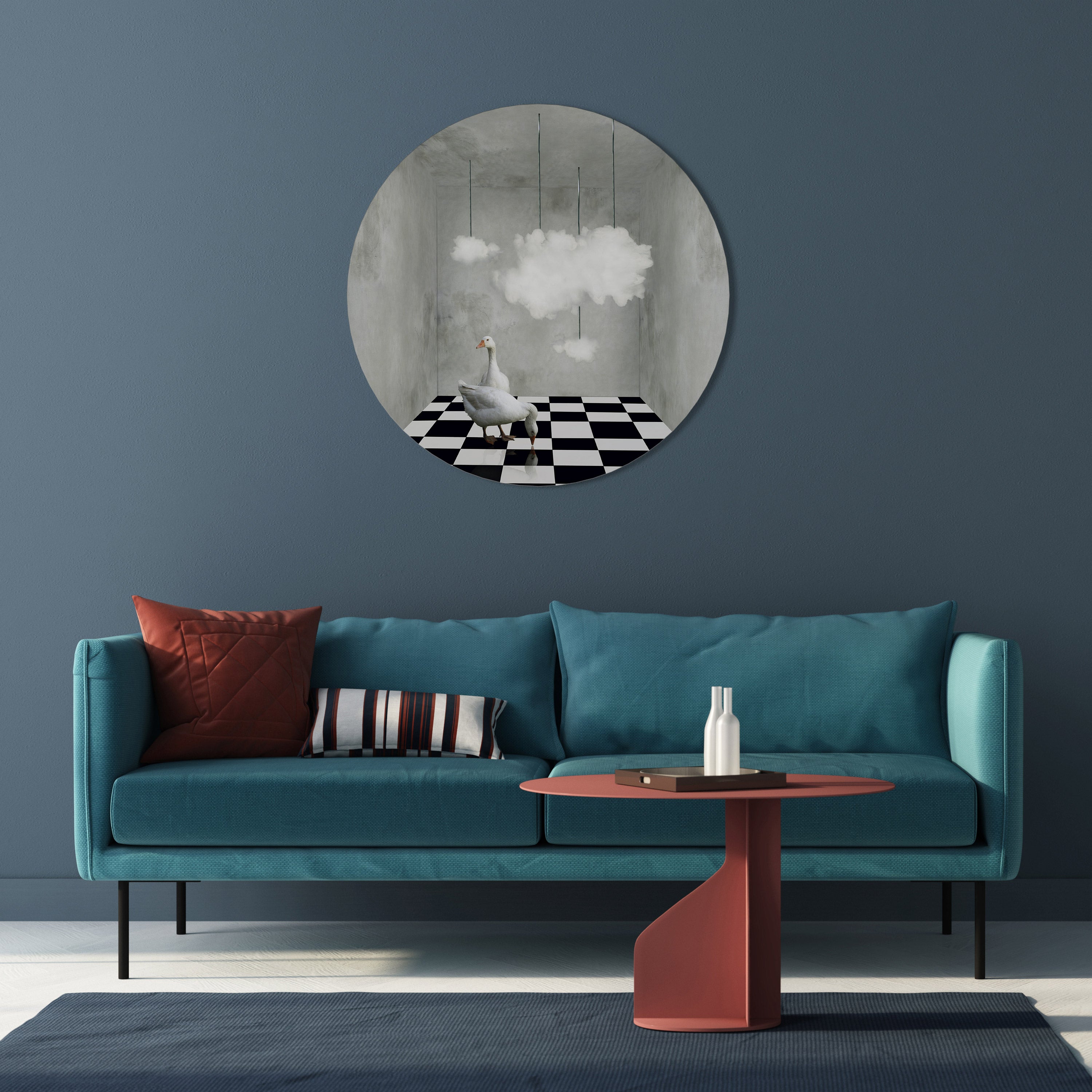 CHESS CLOUD SWAN Round Wall Art