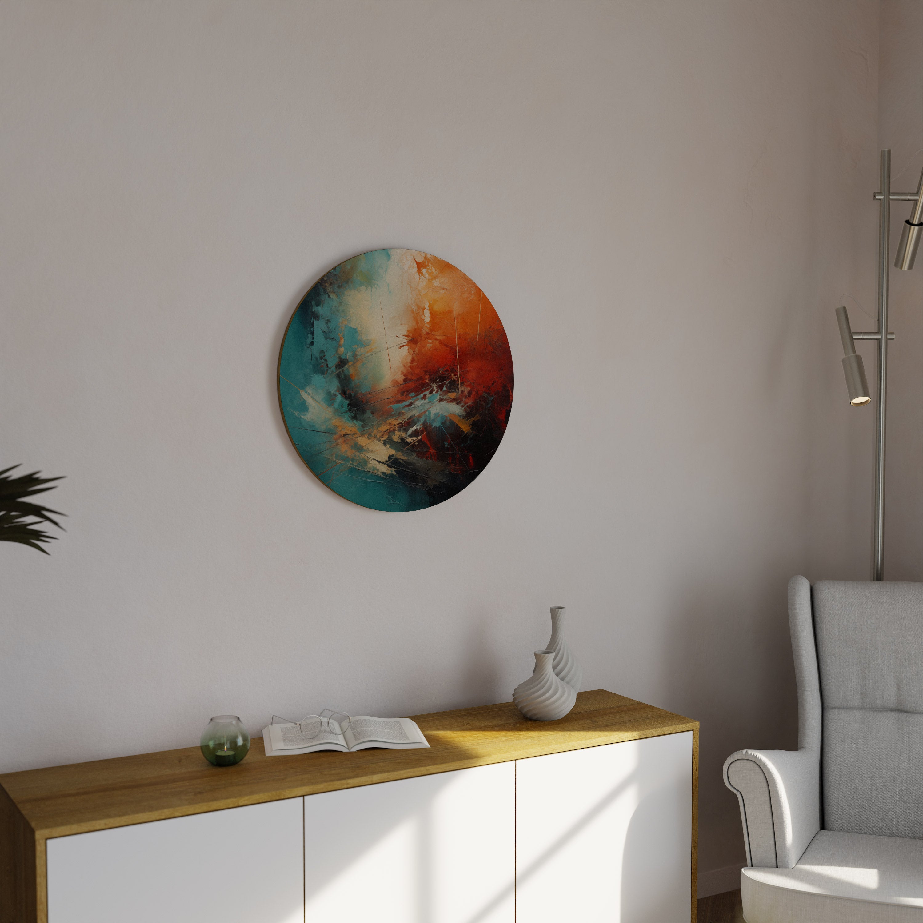 FIERY FUSION Round Wall Art