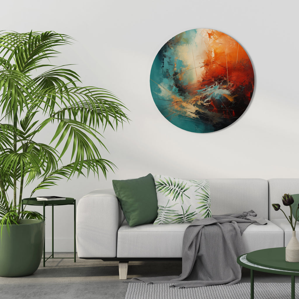 FIERY FUSION Round Wall Art