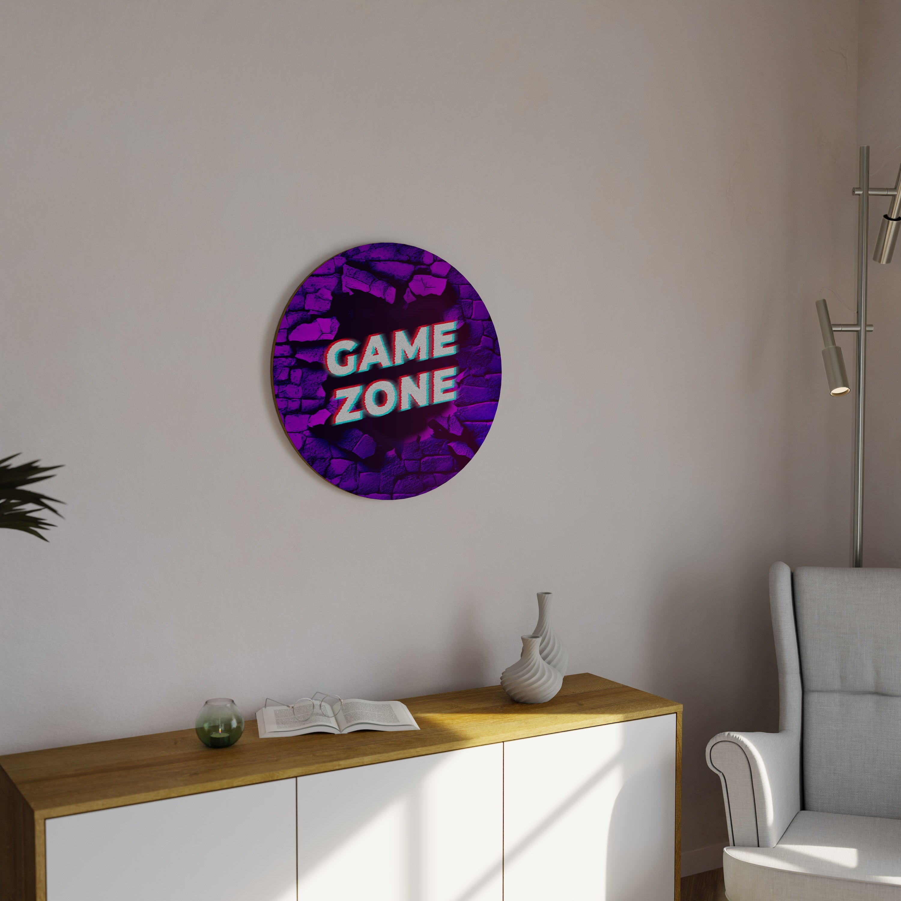 LUMINOUS GAME ZONE Round Wall Art
