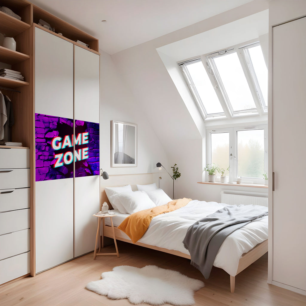 ZONA DE JUEGOS LUMINOSA Póster horizontal autoadhesivo