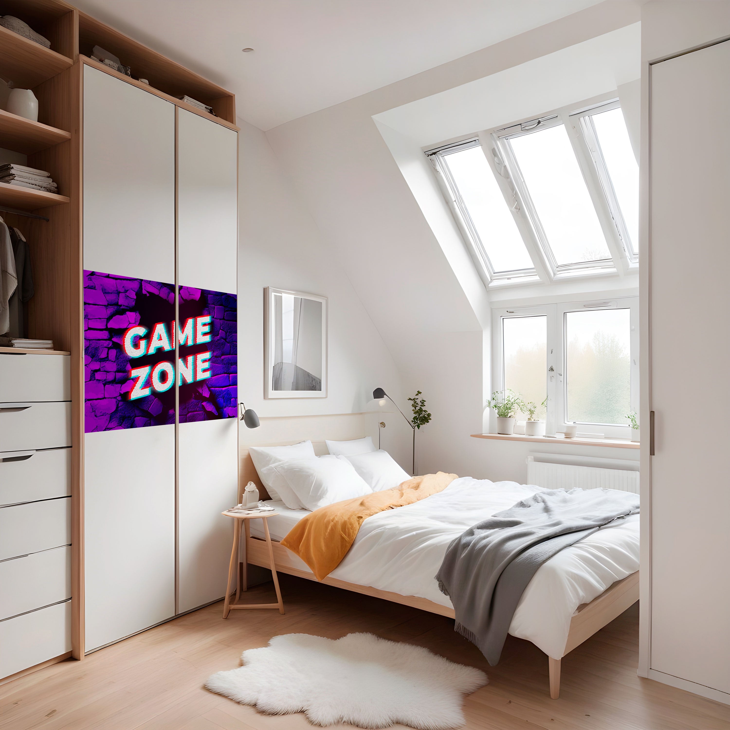 ZONA DE JUEGOS LUMINOSA Póster horizontal autoadhesivo