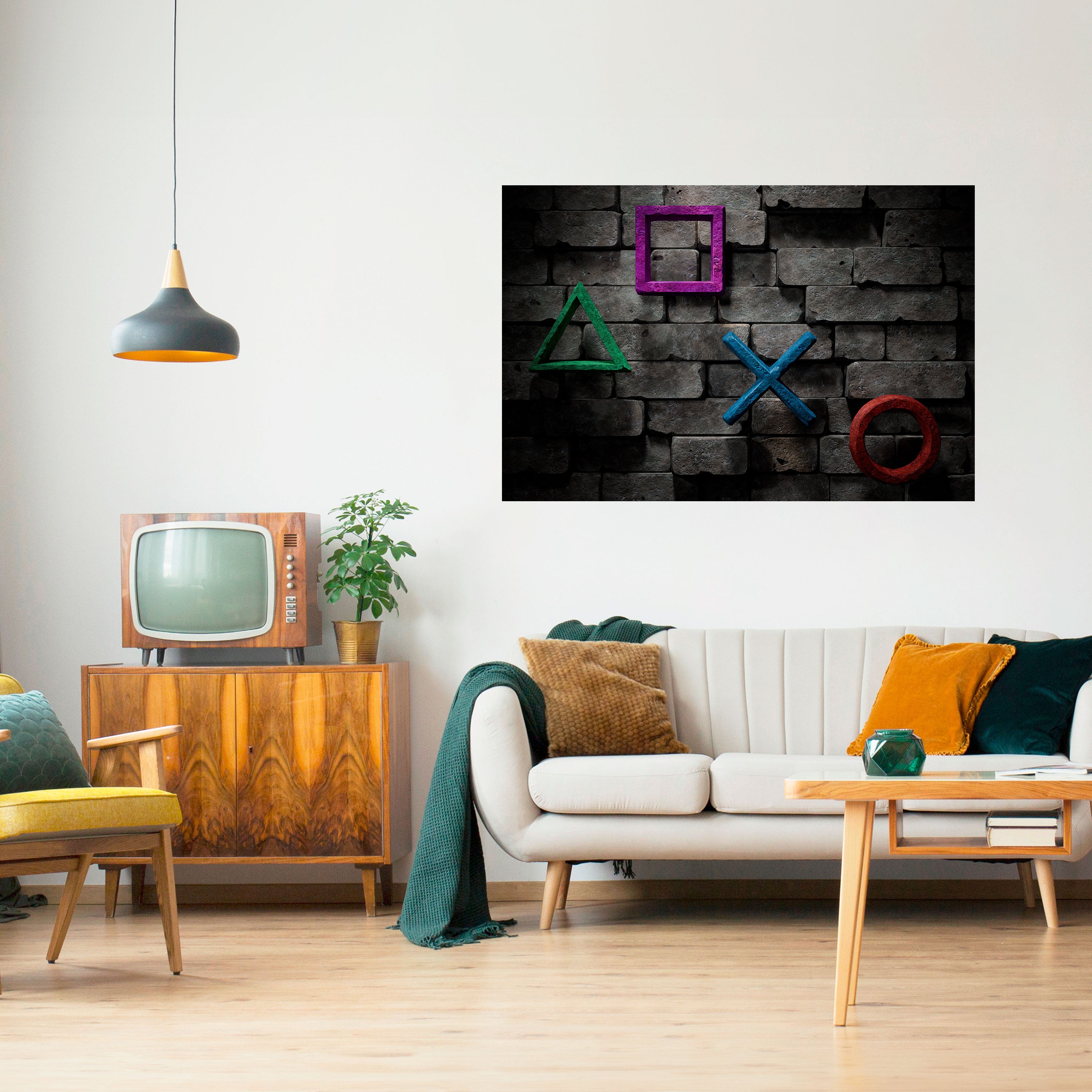 Póster horizontal autoadhesivo de los iconos de la consola subterránea