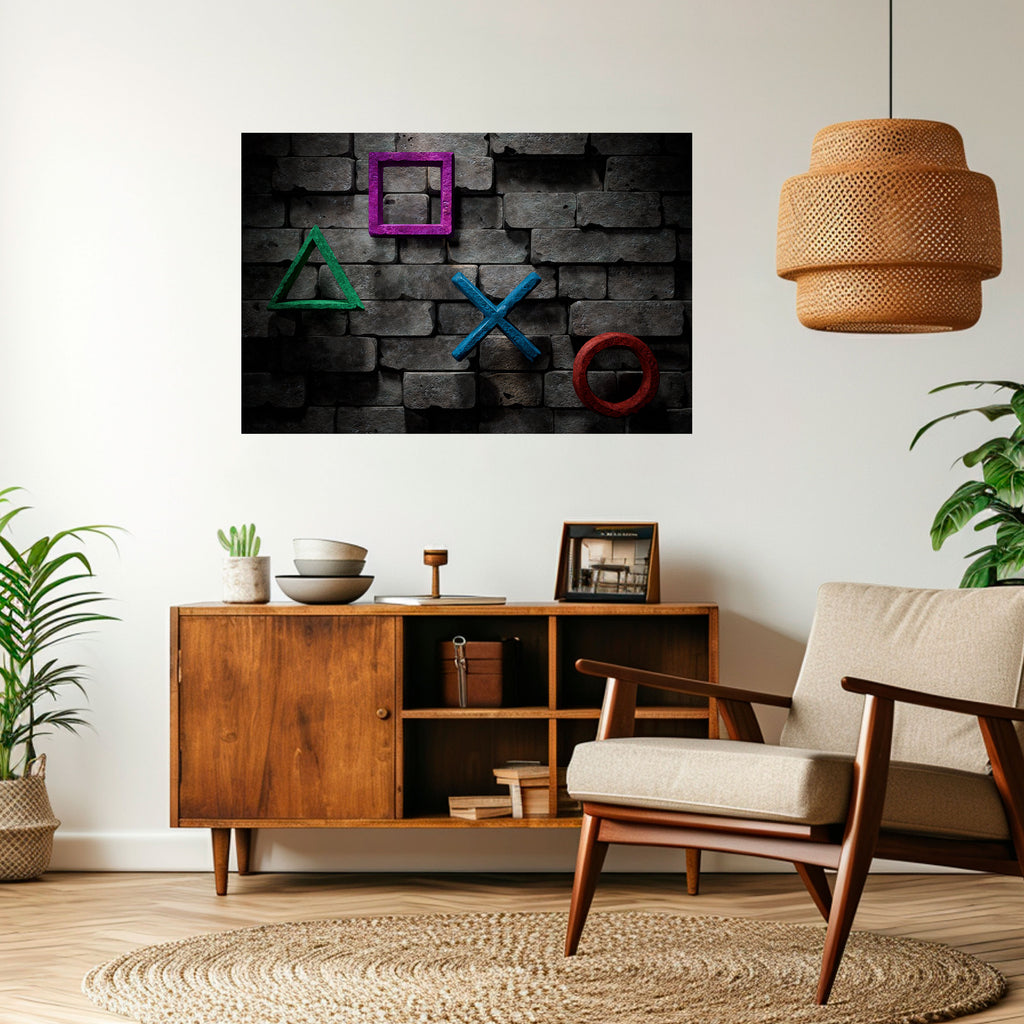 Póster horizontal autoadhesivo de los iconos de la consola subterránea