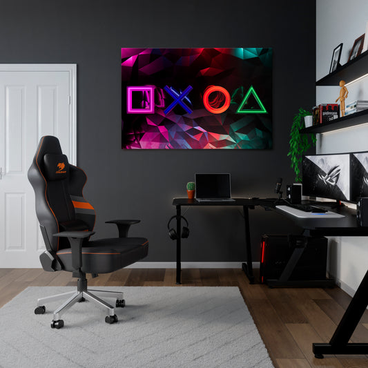 GEOMETRIC GAMER ICONS Cuadro en lienzo horizontal