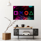 GEOMETRIC GAMER ICONS Peel and Stick Horizontal Poster