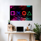 GEOMETRIC GAMER ICONS Peel and Stick Horizontal Poster