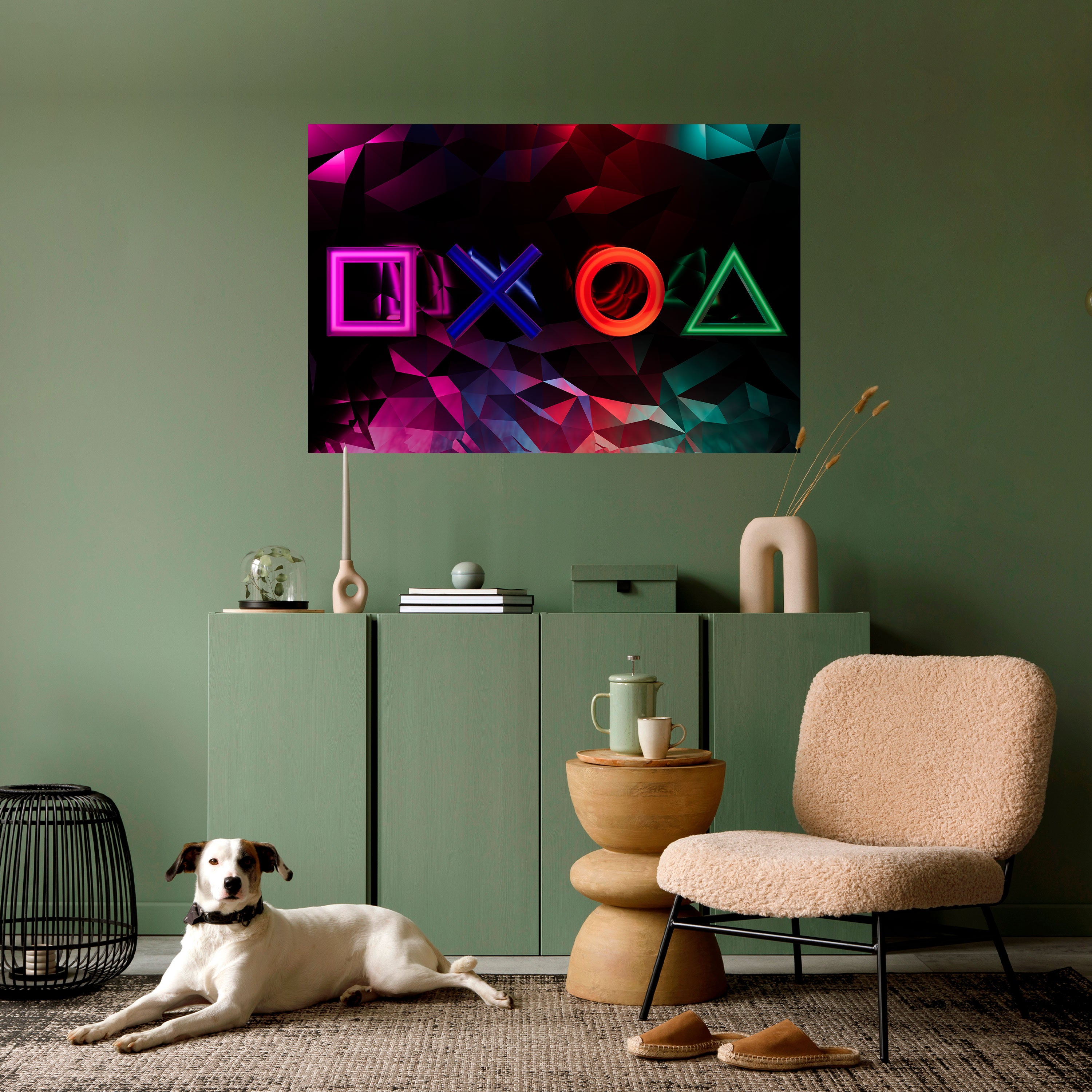 Póster horizontal autoadhesivo de ICONOS DE JUEGO GEOMÉTRICOS