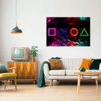 GEOMETRIC GAMER ICONS Peel and Stick Horizontal Poster